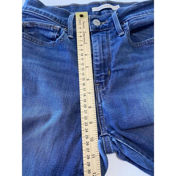 Levis Mid Rise Skinny Faded Blue Denim Jeans Women's Size 28 X 30 (actual 26x30) - Picture 8 of 13